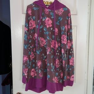 White Birch Floral Hoodie Top
